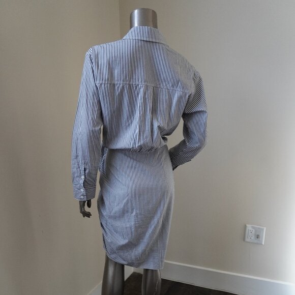 Veronica Beard Sierra Dress Cotton Shirt Dress White Gray Stripes Size 2 - Picture 5 of 7